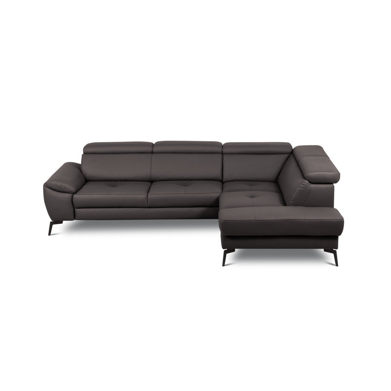 Alvoro Genuine Leather Corner Sofa with Electric Seat Extension & Adjustable Headrests, Right Hand Facing, Brown