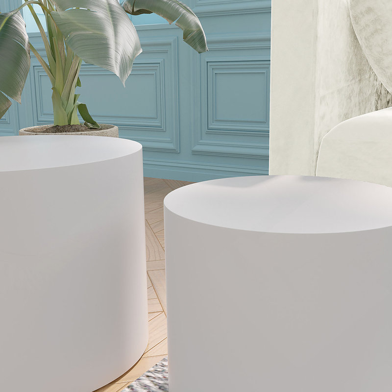 Avec table en bois de frêne, table d'appoint, table basse, table de bout, Blanc