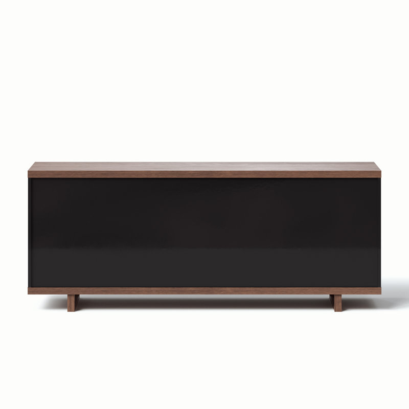 Modern Brazilian 71'' W Solid Wood Sideboard, Nogal/Black