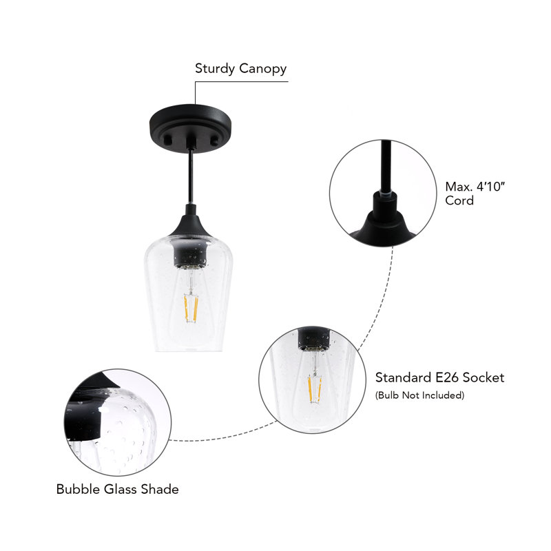 Pennell 1 - Light Single Pendant, Seeded, Black