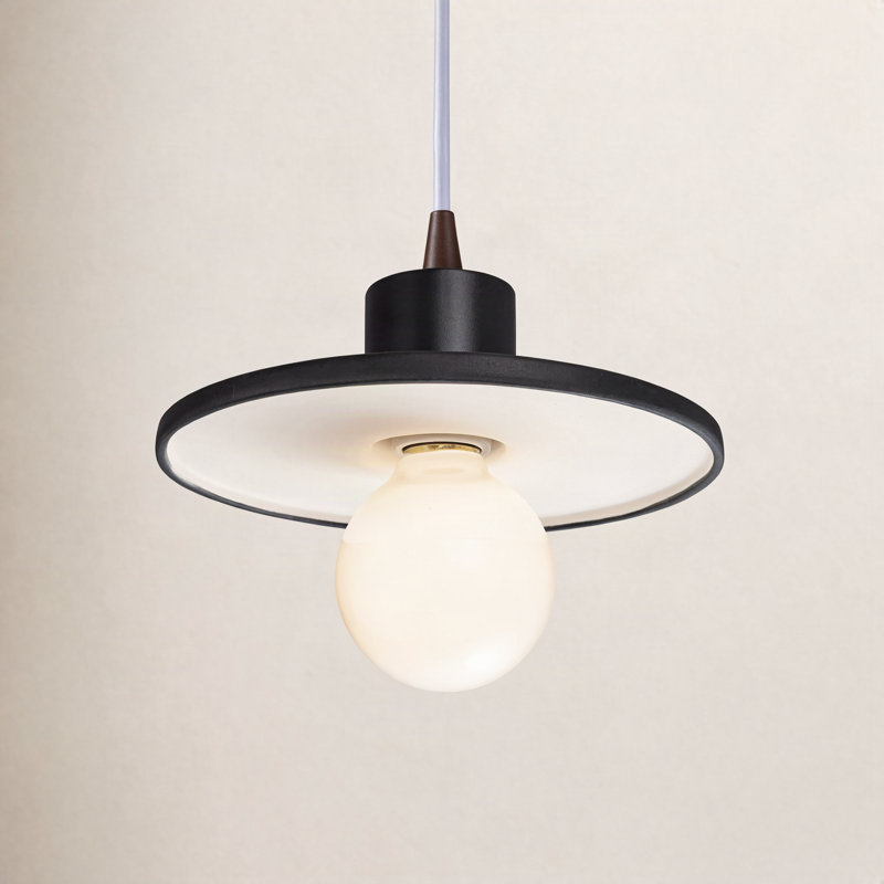 Luminaire suspendu simple Leni, Noir brillant / blanc mat, Bronze foncé