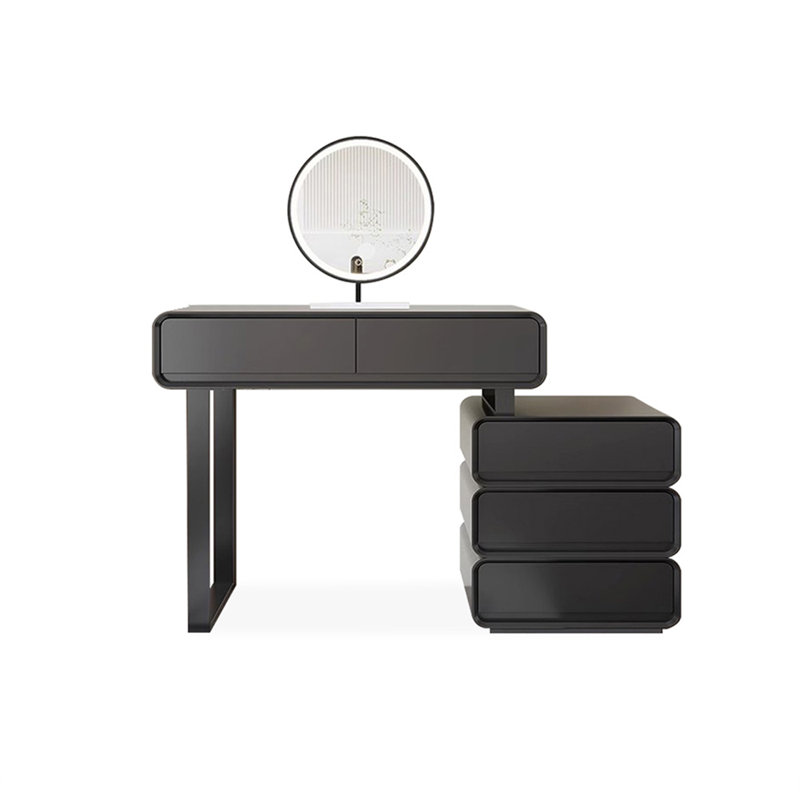 Coiffeuse de maquillage avec miroir lumineux, 5 tiroirs