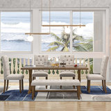 Fantina Farmhouse Style 6 - Piece Double Pedestal Dining Set