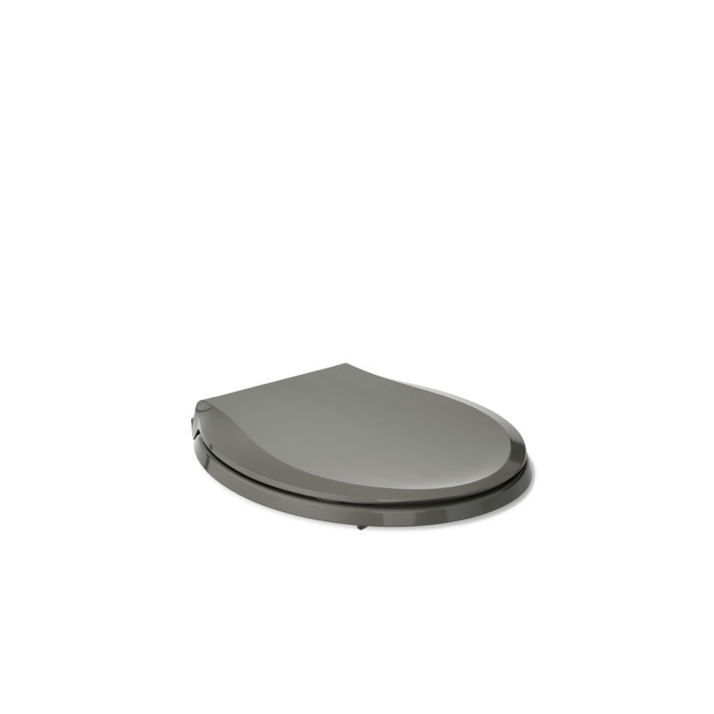 Cachet Round-Front Toilet Seat with Quiet-Close Lid and Seat and Grip-Tight Bumpers, Thunder Gray, Non Ready Latch