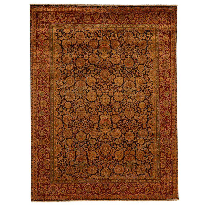 High-Quality Hand-Knotted Navy And Red Area Rug