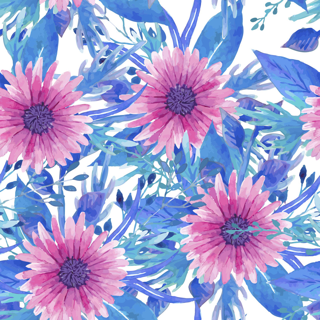 Wasco Seamless Floral Pattern von Olha_Kostiuk - Grafik auf Leinwand - Wrapped Canvas