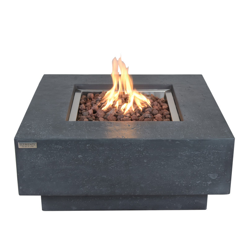 Manhattan 36" Outdoor Concrete Fire Table 45,000 BTU - Includes Lava Rocks & PVC Cover, Propane, Dark Gray