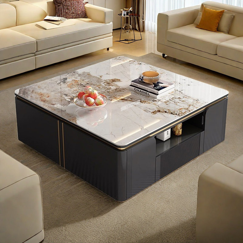 High-end modern square rock table, Gray