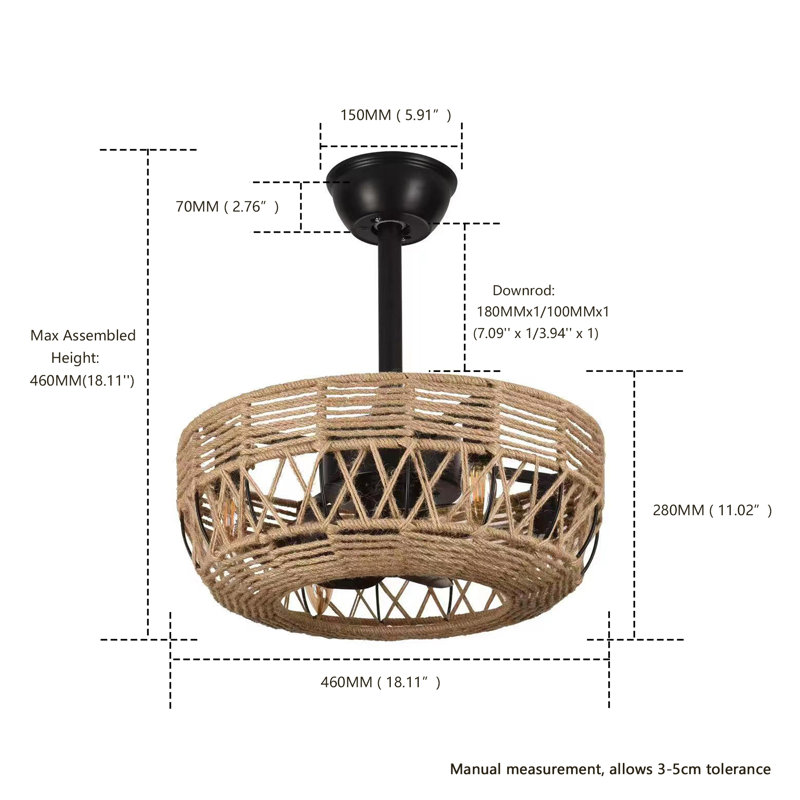 18'' Castagnier 8 - Blade Caged Ceiling Fan with Remote Control and Light Kit Included