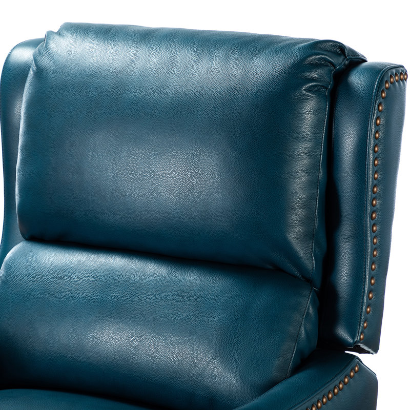 Fauteuil inclinable en cuir Beecher 28,75 po, Cuir pleine fleur turquoise