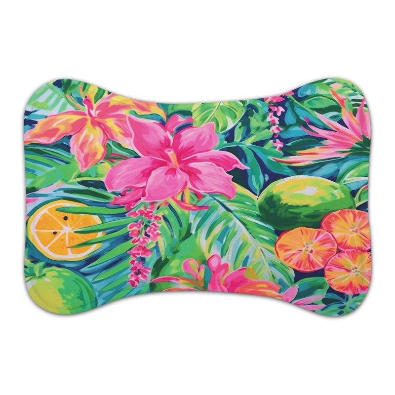 Watercolor Exotic - Tapis d'alimentation en os 1 pièce, Moyen (18 po)