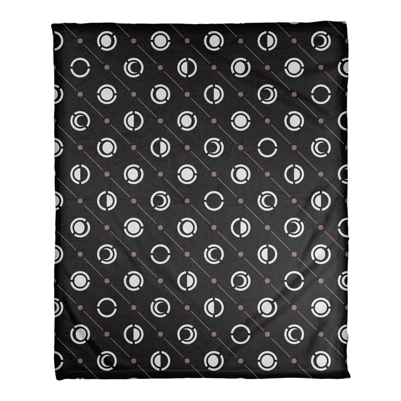 Couverture polaire moon phases, l 30 po x L 40 po, Noir / rose