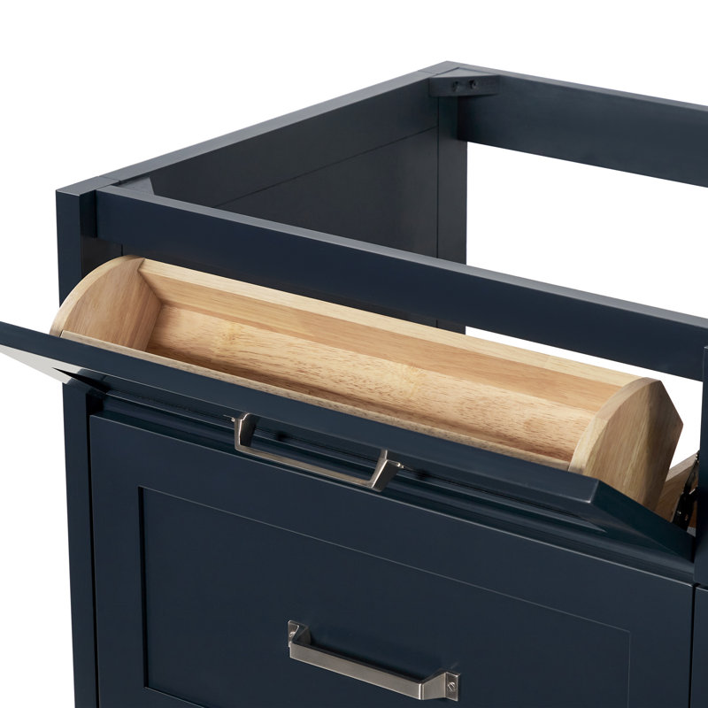 ARIEL Monroe 72 Double Sink Bathroom Vanity with Carrara Quartz Top, Midnight Blue, 66" - 67", Pure White Quartz