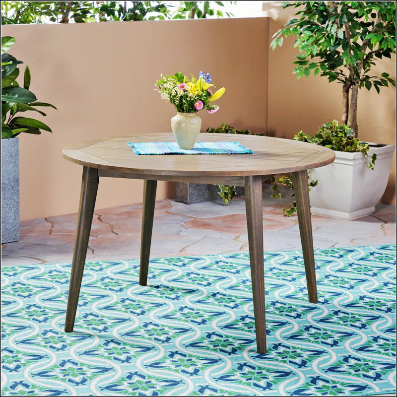 STAMFORD 47-Inch Acacia Wood Outdoor Dining Table, Durable And Stylish For Modern Backyards And Patios, Gray