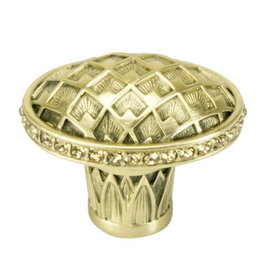 THAMES OVAL KNOB; DECORATED WITH SWAROVSKI® LT. COLORADO TOPAZ CRYSTAL