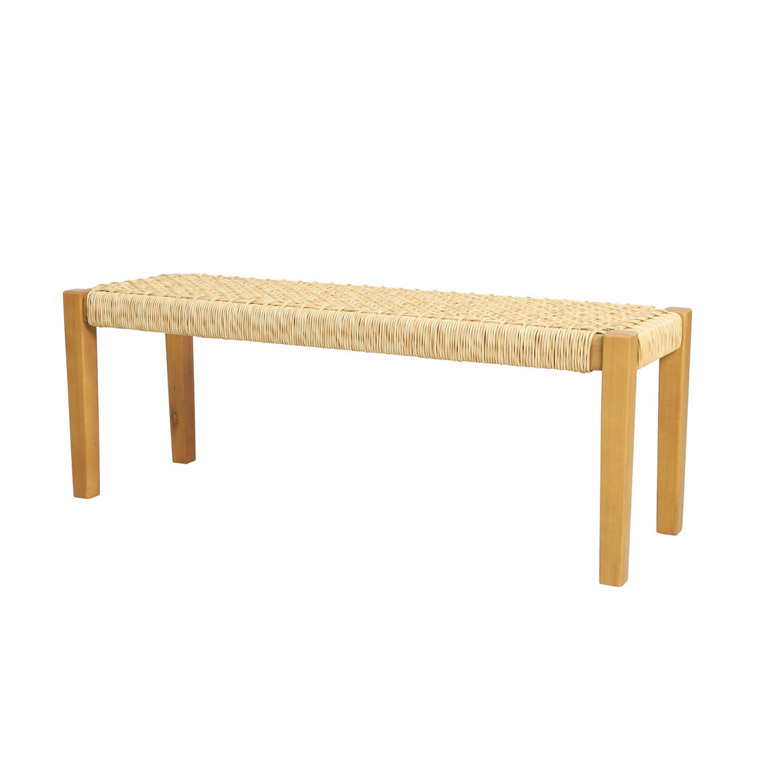 Richmond Angie Acacia Wood+Faux Rattan Bench Bayou Breeze