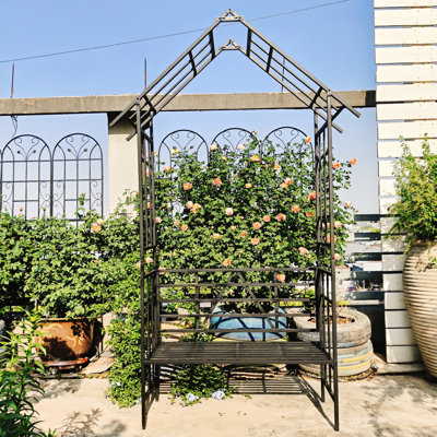 Le banc de jardin en métal en arche se transforme en support à fleurs, W58.31 * H96.83, convenant pour un jasmin qui grimpe facilement