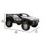 Lit simple pour enfant avec conception de voiture tout-terrain Jacky, phares à DEL, bois noir