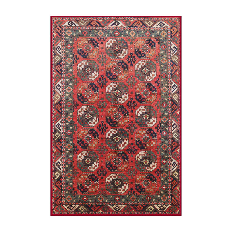 Tapis rouge / blanc / noir Kristine Southwestern, Rectangle 5 pi x 7 pi