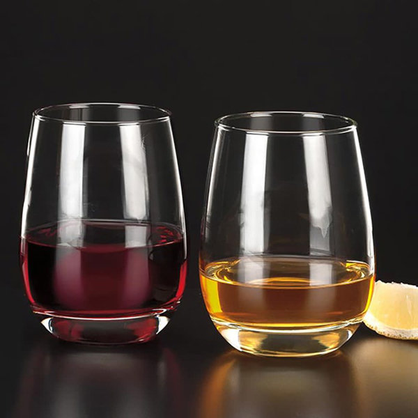 JoyJolt Cosmos Curved Glass Heavy Base Stemless Wine Glasses 17 oz