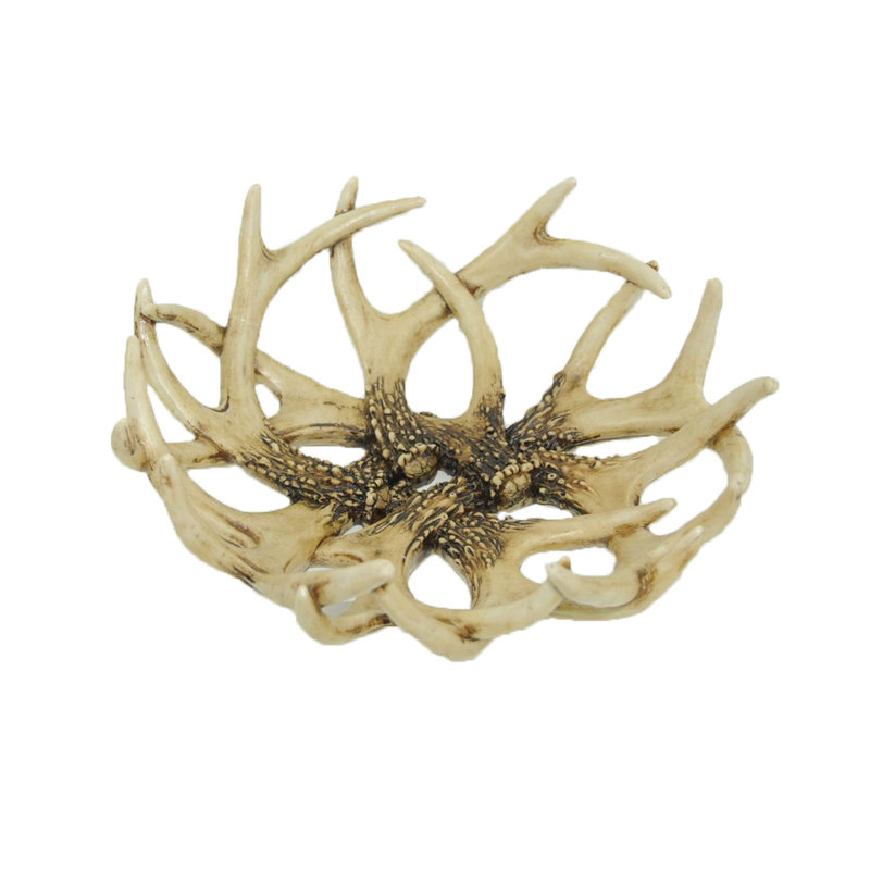 Antler Tan Western Cabin Lodge Style Resin Basket Table Centerpiece Decorative Tray