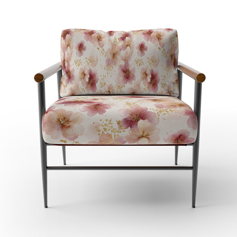 Chaise rembourrée Country Farmhouse, Bras ronds bruns
