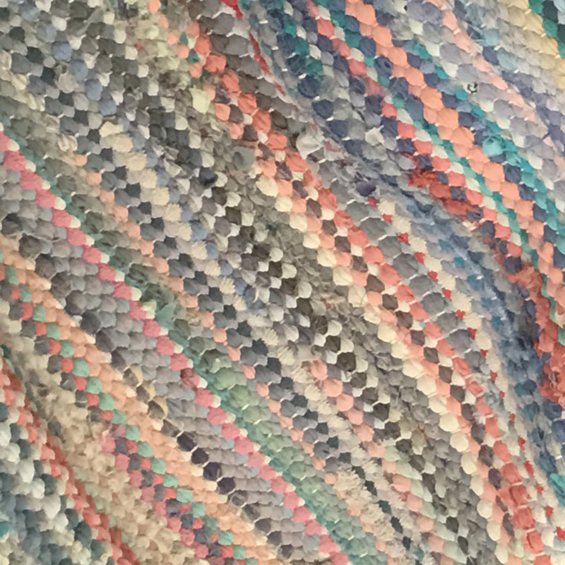 Tapis rayé multicolore en coton tissé à plat à la main
