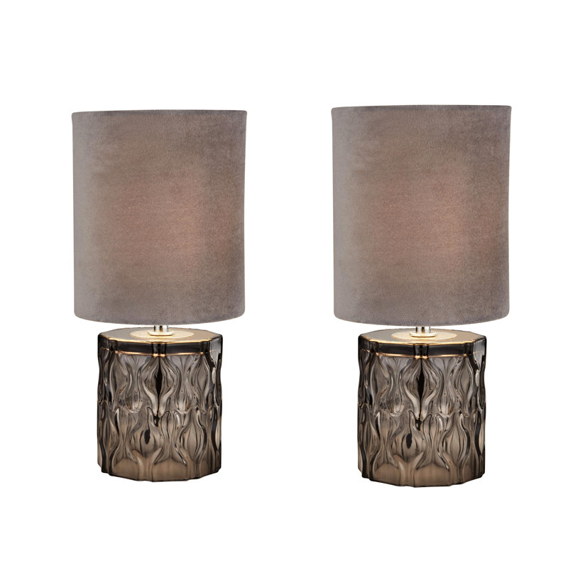 Darrell Glass Table Lamp, Smoke, Grey