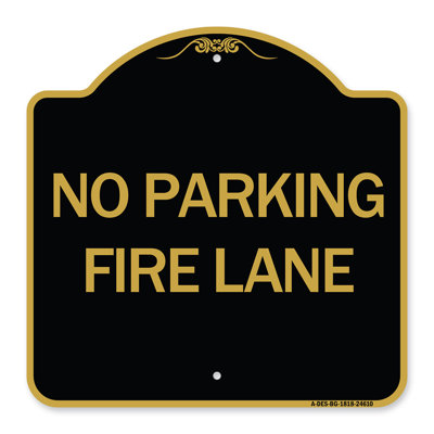 Enseigne Signmission Designer Series - Pochoir pour trottoir sans stationnement, allée de feu | Enseigne architecturale noire et dorée en aluminium de gros calibre 18 po x 18 po | Protégez votre entreprise et votre commune | Fabriqué aux États-Unis