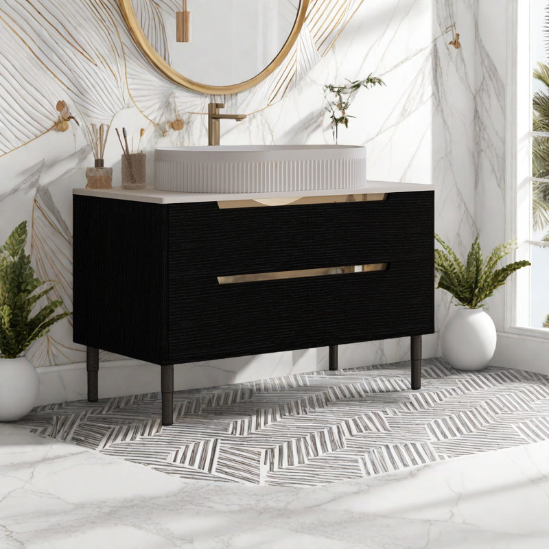 Meuble-lavabo spacieux de 36 pouces avec lavabo polyvalent, conception moderne et durable