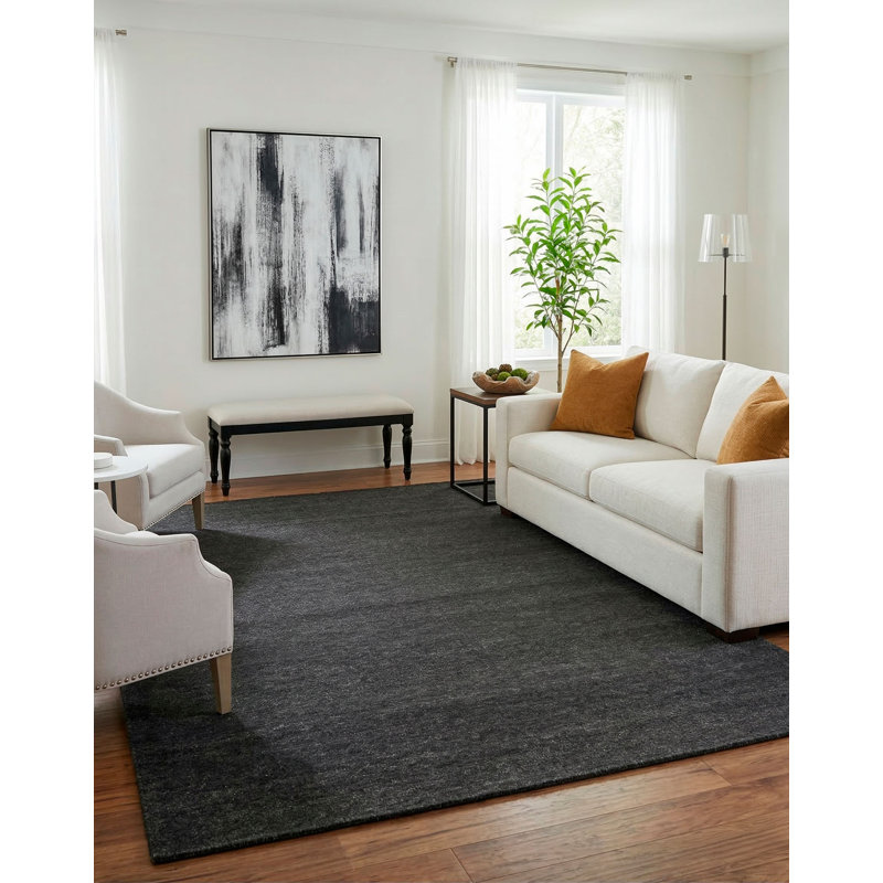 Rudra Area Rug in Graphite/Ivory, Rectangle 10' x 14'