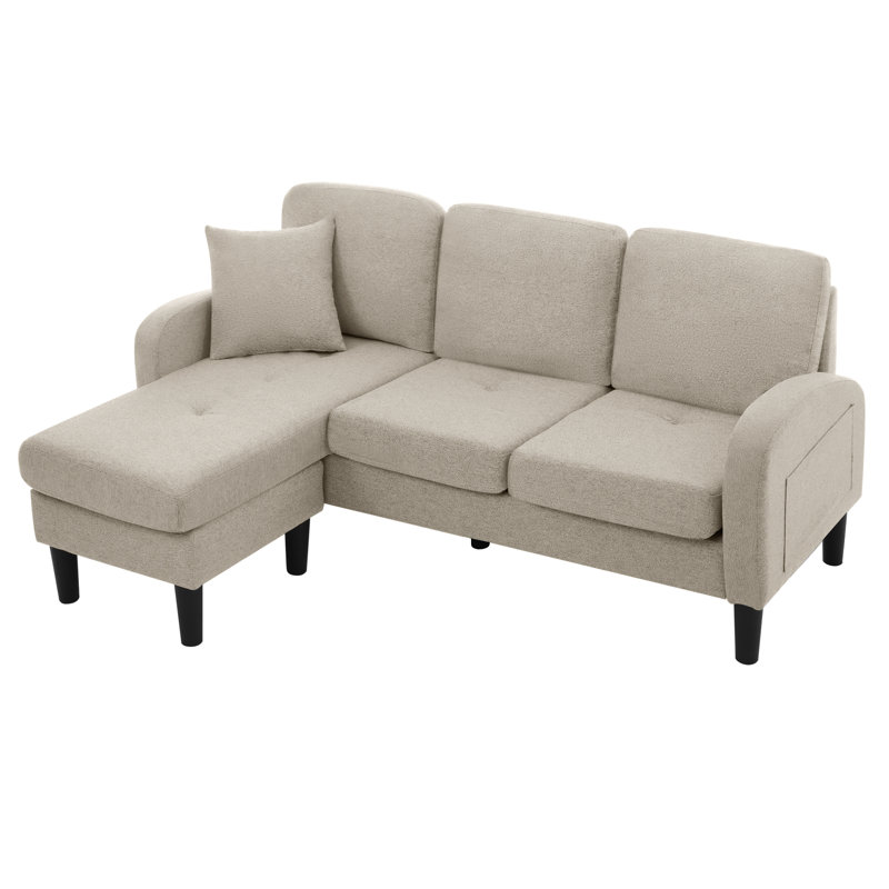 3 Seater Cotton Blend Sofa, Beige