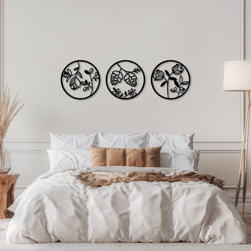 Traditional Plants & Flowers Wall Decor on Metal, 70cm H x 70cm W x 1.5cm D