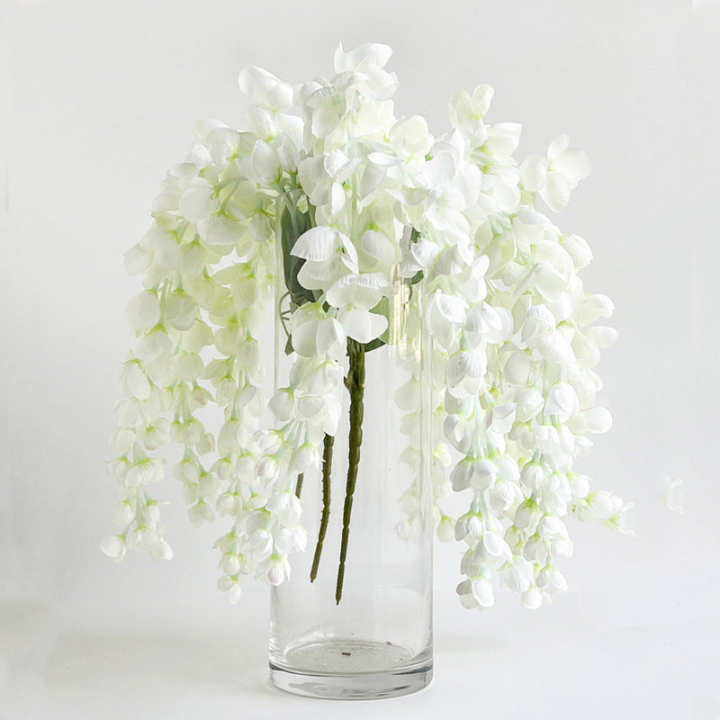 Faux fleurs de glycine artificielles suspendues, Blanc