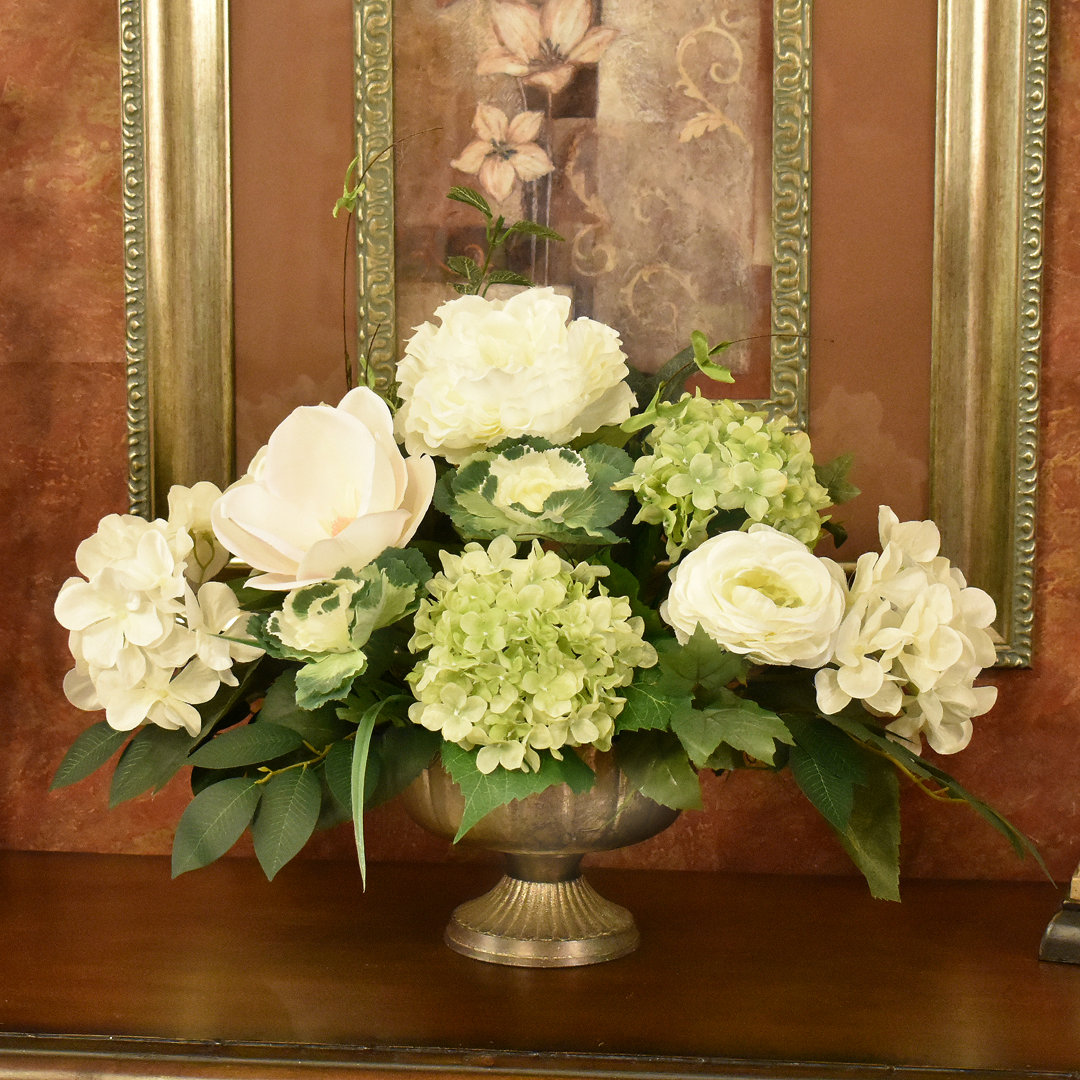 Faux Silk Magnolia Arrangement in Vase Primrue