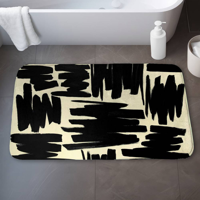 Deconstructed stripes Bath Mat with Non-Slip Backing - Quick Dry Memory Foam Bathroom Rug - Absorbent - Modern Plush Spa-Style - Machine Washable