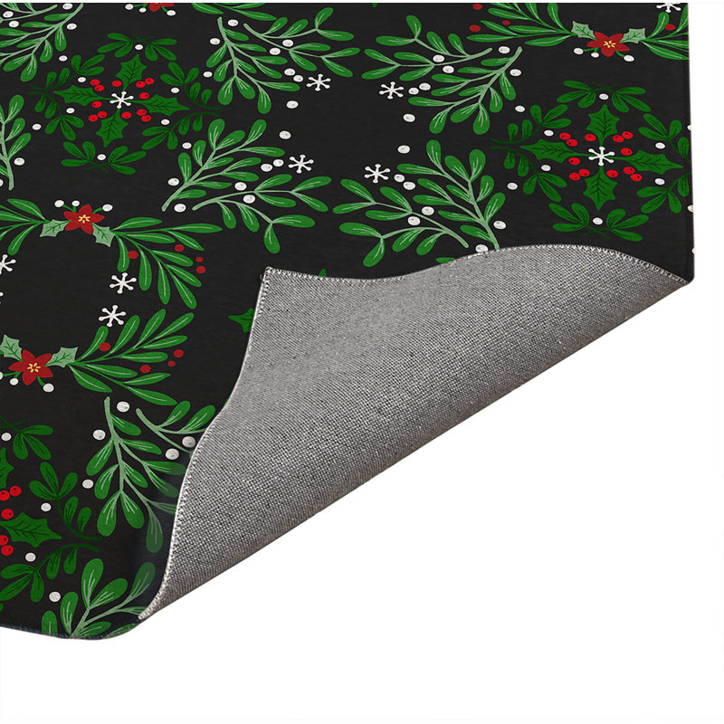 Tapis de cuisine Winter Mistletoe, Gris anthracite, Rectangulaire 2 pi x 3 pi