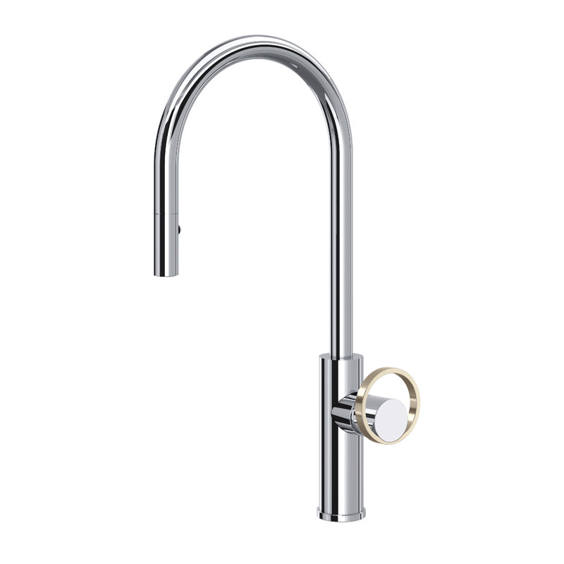Eclissi™ Pull-Down Single Handle Kitchen Faucet with Accessories, Polished Chrome/Satin Nickel
