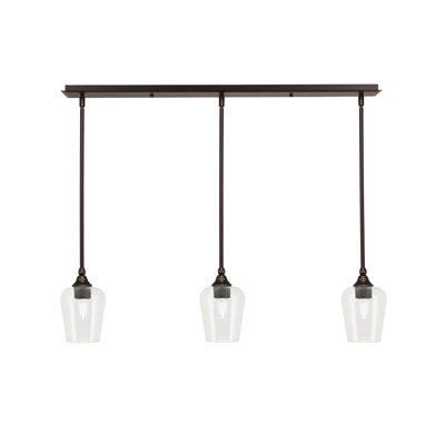 Luminaire suspendu linéaire sur pied 3 lumières avec verre de 5 po
