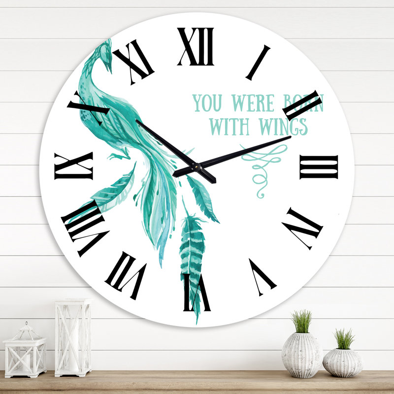 Horloge murale traditionnelle Mystic Mint Bird You Were Born With Wings, Grand