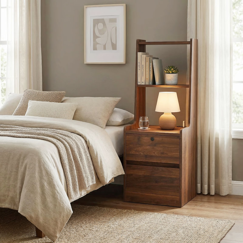 Jeannine Manufactured Wood Nightstand, Brown
