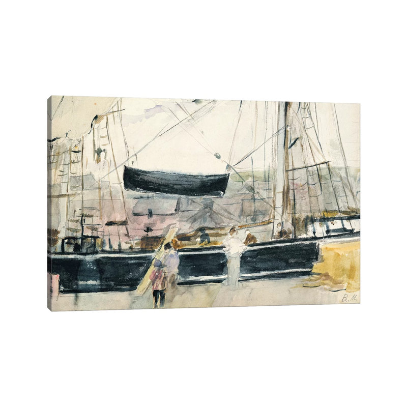 Boat On The Quay, 1875 by Berthe Morisot - Wrapped Canvas Painting