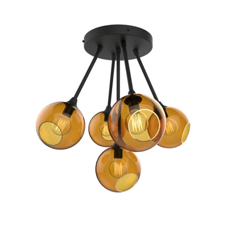 Ballroom Molecule 5 - Light Chandelier, Amber, Black