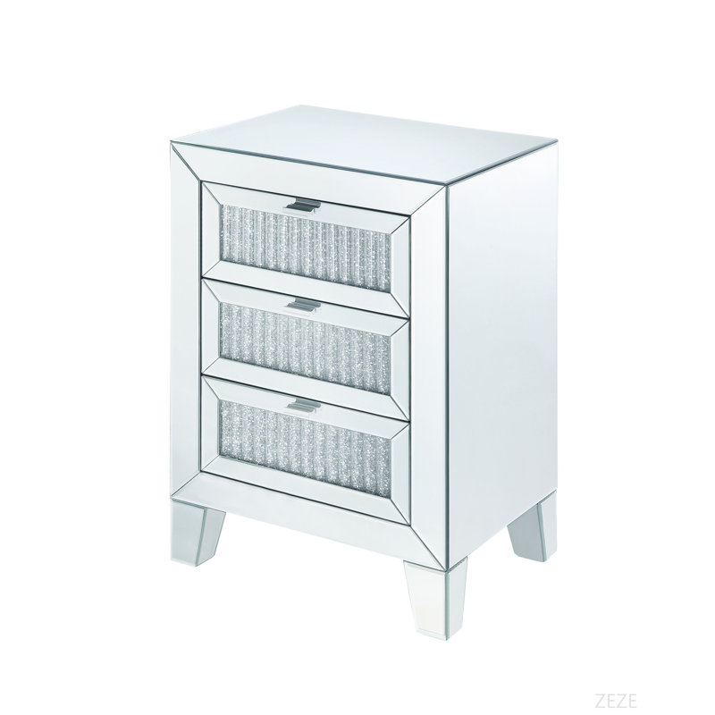 Table d'appoint en miroir et faux diamants (assemblée)