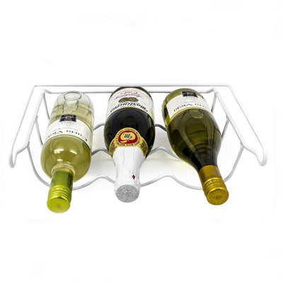 White Metal Hanging Under-Shelf Wine Bottle Rack For Refrigerator, Holds 3 Bottles
