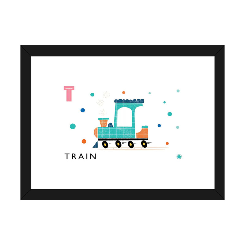 «T Is for Train» - Impression, Blanc, Papier encadré noir, H 16 po x l 24 po x P 1 po