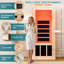Sauna infrarouge d'intérieur pour 1 personne, sauna en bois de pruche 930W / 110V avec chauffe-pieds en pierre de tourmaline, luminothérapie 7 couleurs, haut-parleur Bluetooth double, assemblage facile - spa d'intérieur compact 27,2 po x 32,3 po x 61 po-137552161