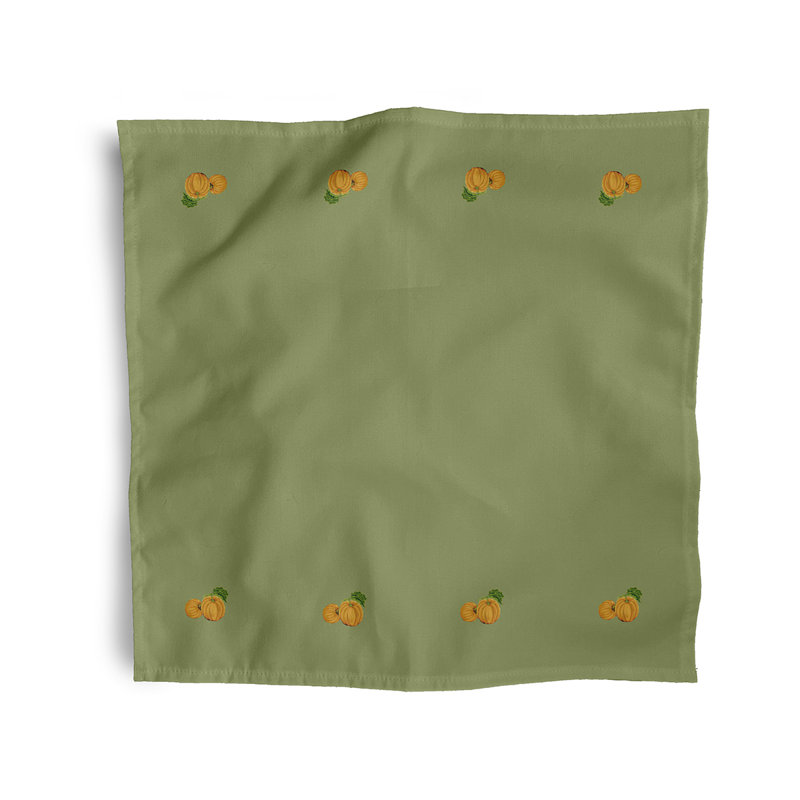 Serviette à imprimé citrouille, L 18 po x L 18 po, gris