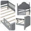 Lit plateforme pour enfant simple / simple avec rails de sécurité convertibles, rangement sous le lit et tête de lit-220060677-220060672
