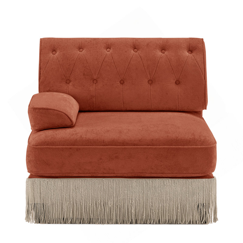 Canapé en velours LSF - brun rouge, Orienté vers la gauche, Rouge / Brun